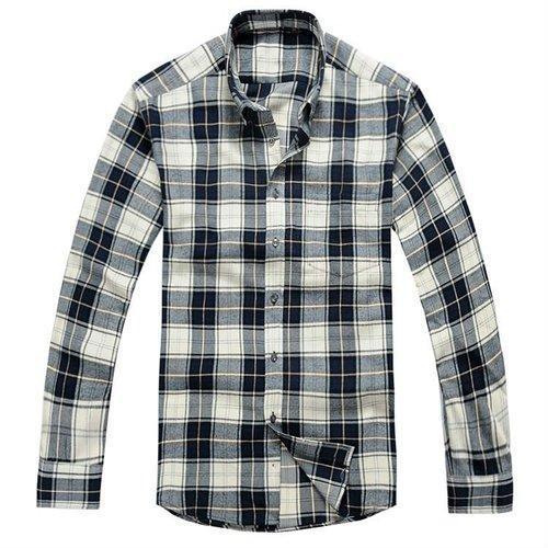 Black and White Colour Mens Casual Wear Pure Cotton Checked Shirt