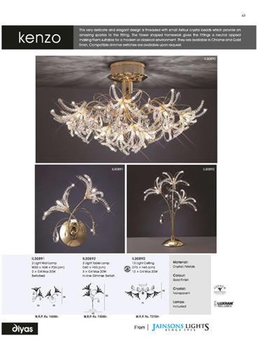 Gold Flower Shaped Kenzo Modern Decorative Transparent Crystal Chandelier With G4 Lamps
