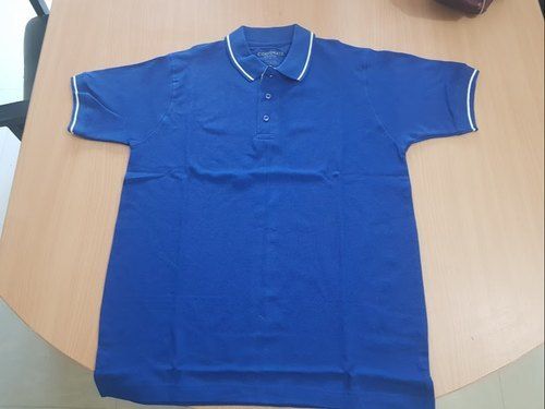 Skin Friendliness Cotton Blend Fabric Half Sleeve Regular Fit Blue Casual Wear Mens T Shirt Age Group: 19