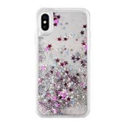 Pink Grey Colour Star Designer Glitter Plastic Mobile Covers For Protection From Dust And Scratches