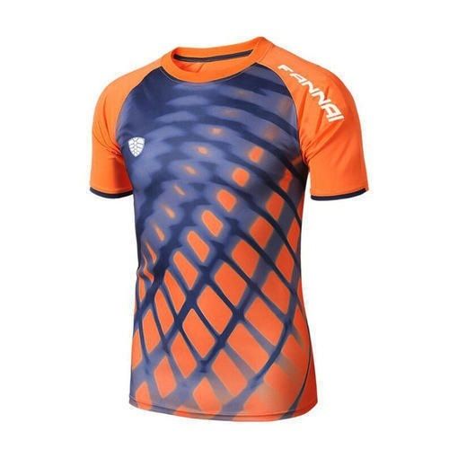 Anti Shrink Polyester Half Sleeve Regular Fit Orange And Blue Mens Sports T Shirt Age Group: Children