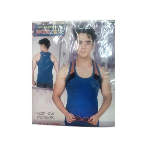 Blue Mens Cotton Sleeveless Sportswear Vest For Daily Wear