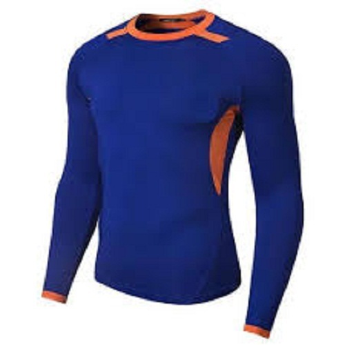 सांस लेने योग्य पॉलिएस्टर फुल स्लीव रेगुलर फिट लाइट ऑरेंज और ब्लू पुरुषों की स्पोर्ट्स टी शर्ट आयु समूह: बच्चे