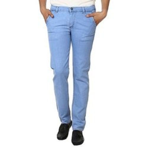 Eco Friendly Comfortable To Wear Sky Blue Denim Regular Fit Mens Jeans