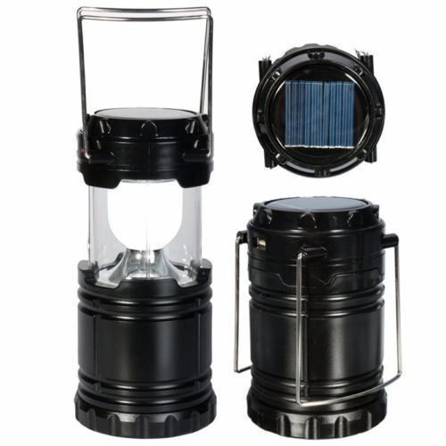 Black Led Solar Rechargeable Camping Lantern For Camping, Hiking, And Other Outdoor Activities