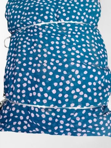 Blue Color White Dotted Georgette Fabric For Garment Making With Density 150 G/M3 Design: Printed