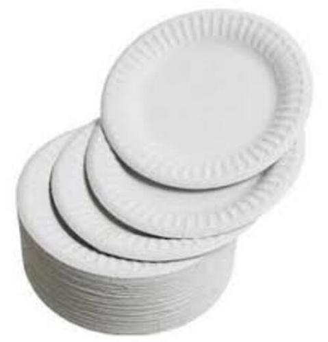 Chlorine Free Light Weight White Use And Throw Round Shape Disposable Paper Plates