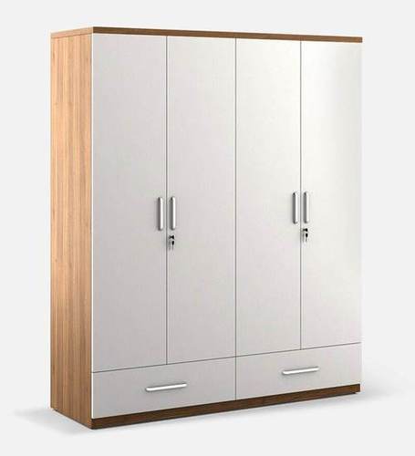 Elegant Look Wooden Frosty White Four Door Wardrobe With Two Drawer