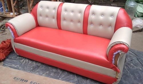 High Design And Fine Texture Simple Sofa Fabric Spring And Soft Form Red And White Colors