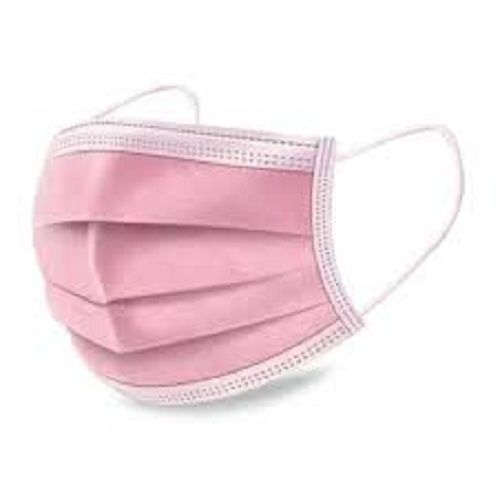 Non Woven Breathable Disposable Baby Pink Color Face Mask With Earloop