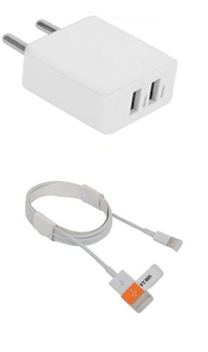  दो पिन Apple मोबाइल फ़ोन USB चार्जर, सफ़ेद रंग 