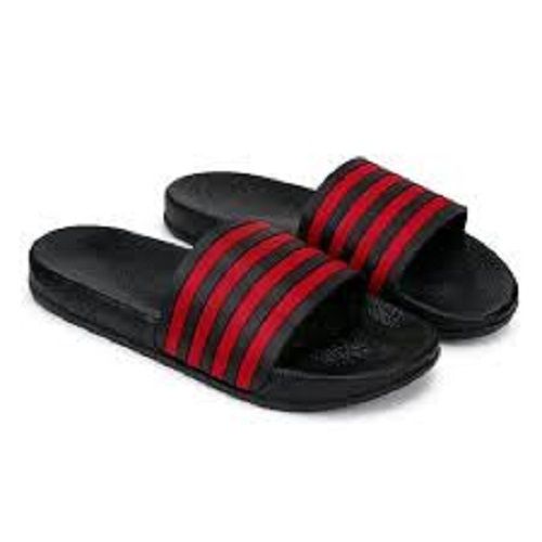 Black With Red Strips Flip On Mens Slippers With All Sizes And Light Weight