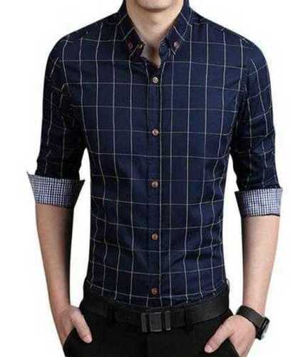 Blue Mens Full Sleeves Cotton Stripes Shirt For Casual And Formal Wear