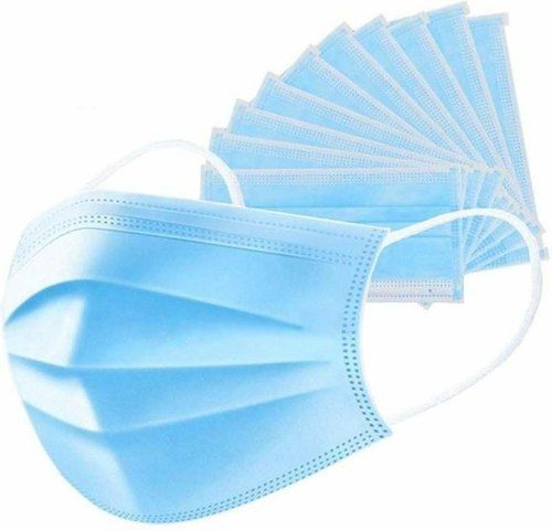 Plain Non Woven Disposable 3 Ply Face Masks For Adults With Blue Color