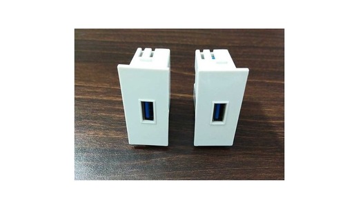 2 Pcs White Color USB Charger Module For Mobile Phone - Plastic, 220V Input Voltage, 1A Output | Dual USB Ports for Simultaneous Charging