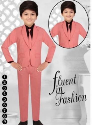 Appealing Look Comfortable To Wear Polyester Pink Boys Party Wear Coat Pant Age Group: 6-10 Years