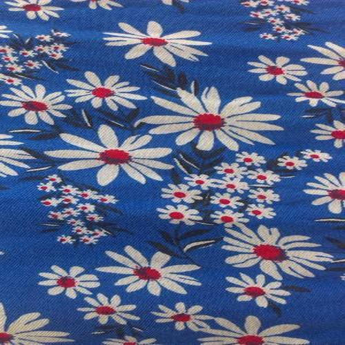 Blue Color Floral Printed Rayon Knitted Fabric for Textile Industry