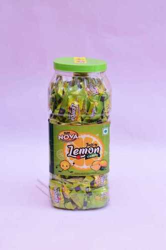 Green Color Round Shape Lemon Flavored Hard Candy