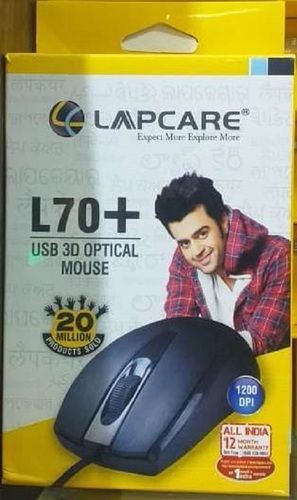 L 70 Lapcare Optical Usb 3D Mouse With Dimension 111 X 61 X 37 Mm, Black Color Application: Used Control For Your Computer