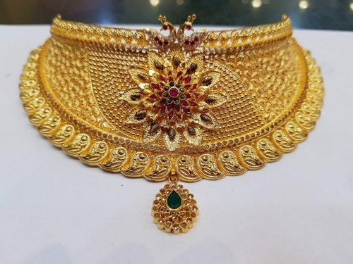 Ladies Fancy Party Wear Gold Necklace Set 