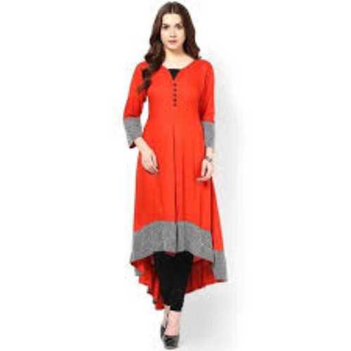 Washable Ladies Party Wear Long Length And Full Sleeves Cotton Kurti