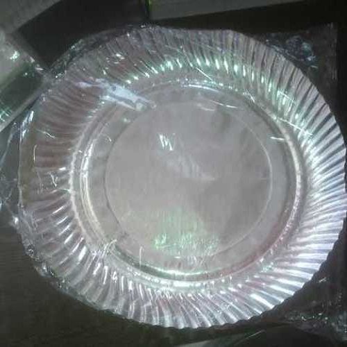 100% Compostable And Disposable Round Shaped Silver Paper Plates