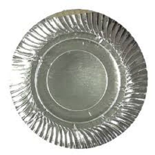 100% Compostable Use And Throw Silver Color Round Shape Disposable Paper Plates