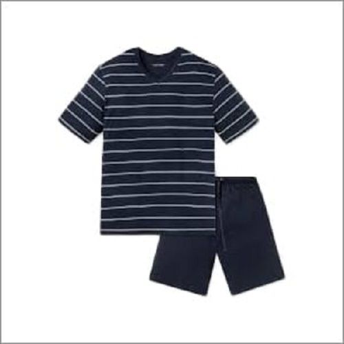 Black Striped Pattern Round Neck Half Sleeves Style Casual Wear Baba Suit Age Group: 8-12