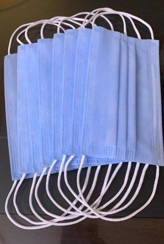 Blue Disposable Non Woven 3 Ply Face Mask With Soft Elastic Ear Loops For Adults Application: Home And Office