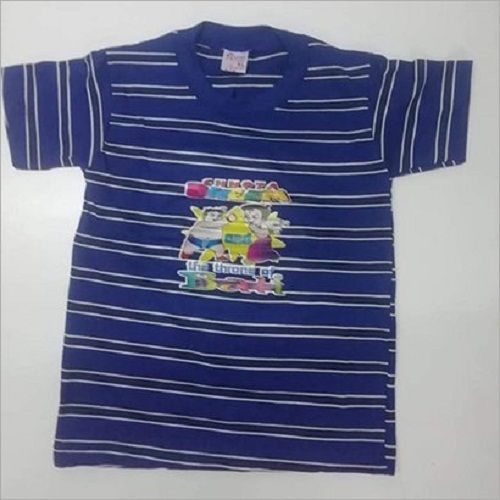 Comfortable To Wear Striped Pattern Round Neck Short Sleeves Casual Wear Kids T Shirt Age Group: 10