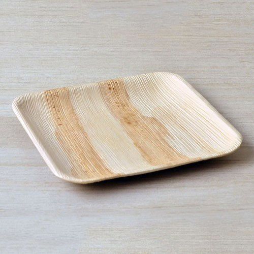 Brown Disposable Plain 8 Inch Square Areca Leaf Plates For Wedding And Birthday Parties