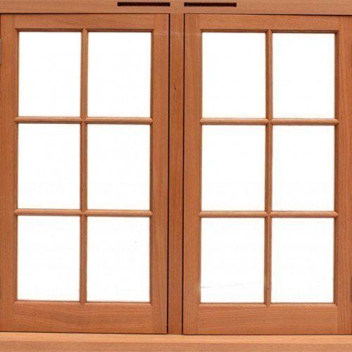 Durable Strong Stylish Environment Friendly Teak Wood Brown Hinged Wooden Window