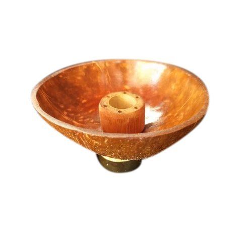 Easy to Use Beautiful Stylish Trendy Brown Coconut Shell Agarbatti Stand, 3 x 4 Inch