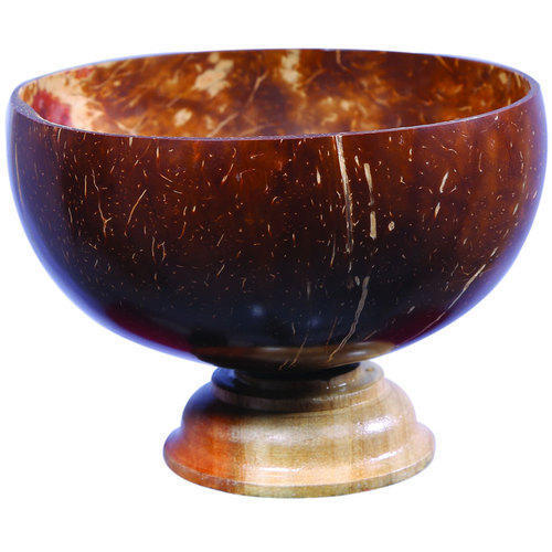  पर्यावरण के अनुकूल स्टाइलिश साफ करने में आसान भूरा गोल नारियल शेल बाउल, 5 x 5 इंच 