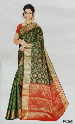 Green Handwoven Design Banarasi Cotton Silk Traditional Saree