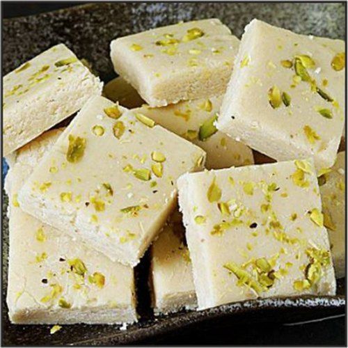 Low in Sugar Sweet Rich Delicious Taste Standard Square White Badam Burfi