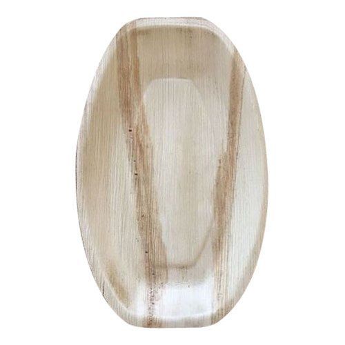 Brown Natural Oval Disposable Areca Leaf Plate 8 Inch For Birthday And Wedding Parties