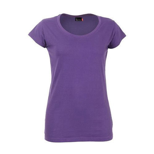 Purple Color Plain Pattern Half Sleeves Style Round Neck Causal Wear Ladies T- Shirt Age Group: 18