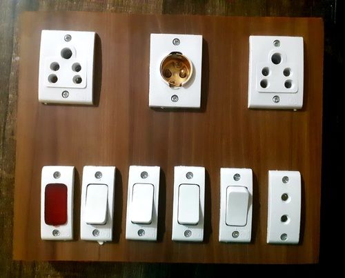 White Color Wooden Finish Electrical Switch With 2 And 5 Pin Socket Max. Current: 240 Volt (V)