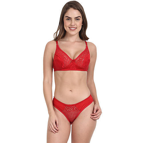 Ladies Red Color Cotton Bra Panty Set at Best Price in Indore