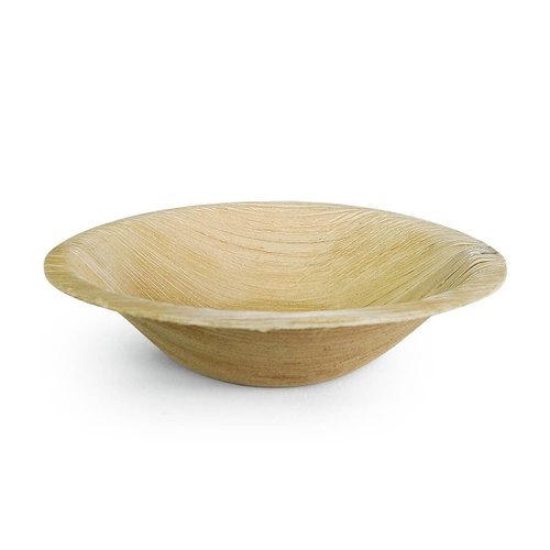 ब्राउन राउंड शेप 5 इंच डिस्पोजेबल और इको फ्रेंडली एरेका लीफ बाउल