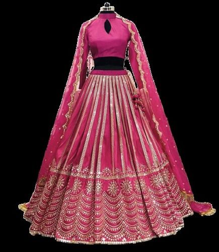 Lightweight And Comfortable Embroidery Butti Work Lehenga Choli In Crimson Pink Color Age Group: 18-30