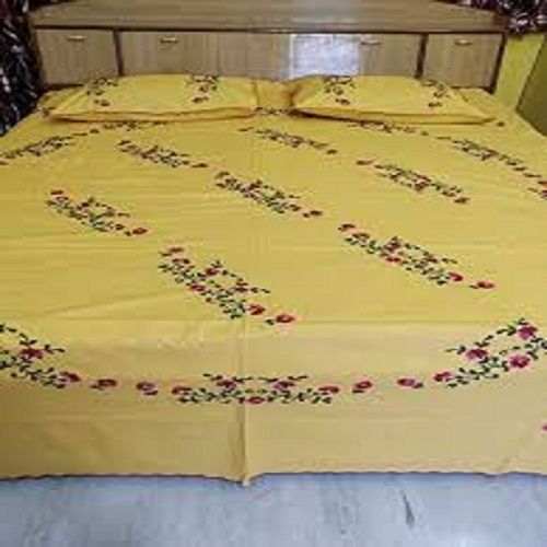 Yellow Skin Friendliness Easy To Clean Eco Friendly Lightweight 100% Cotton Printed Bed Sheet