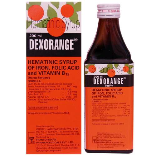 Dexorange Hematinix Syrup 200ml Hematinic Syrup Of Iron, Folic Acid And Vitamin B12