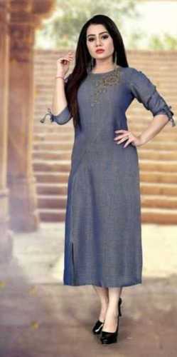 Breathable Ladies Anti Wrinkle And Shrink Resistant 3/4Th Sleeves Cotton Kurti