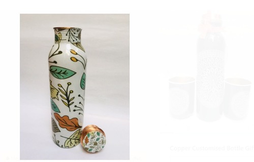 ऑफिस और घरों के लिए मल्टी कलर लीफ प्रिंटेड तांबे की बोतल उपयोग क्षमता: 1000 मिलीलीटर (एमएल)