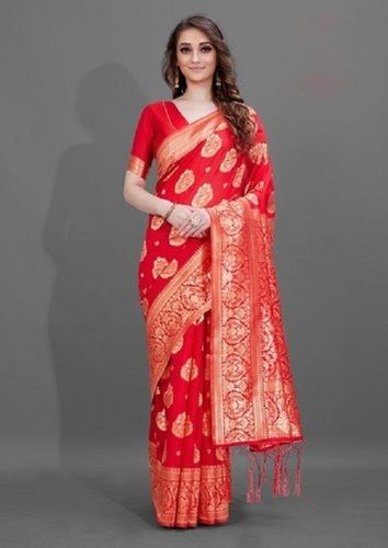 Half N Half Art Silk Saree in Red and Beige : SPF8845