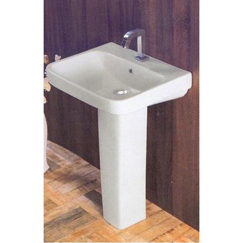 White Color Ceramic Pedestal Wash Basin Used For Hand Wash And Face Wash