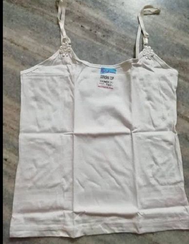100% Pure Cotton Skin Friendly Plain Pattern White Color Camisoles For Girls