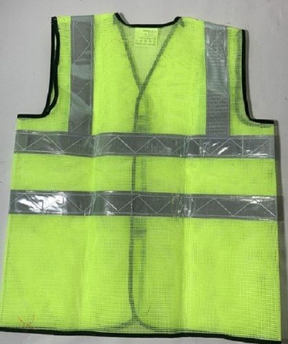 100% Safe Neon Green And Black Color Strips Unisex Safety Jacket